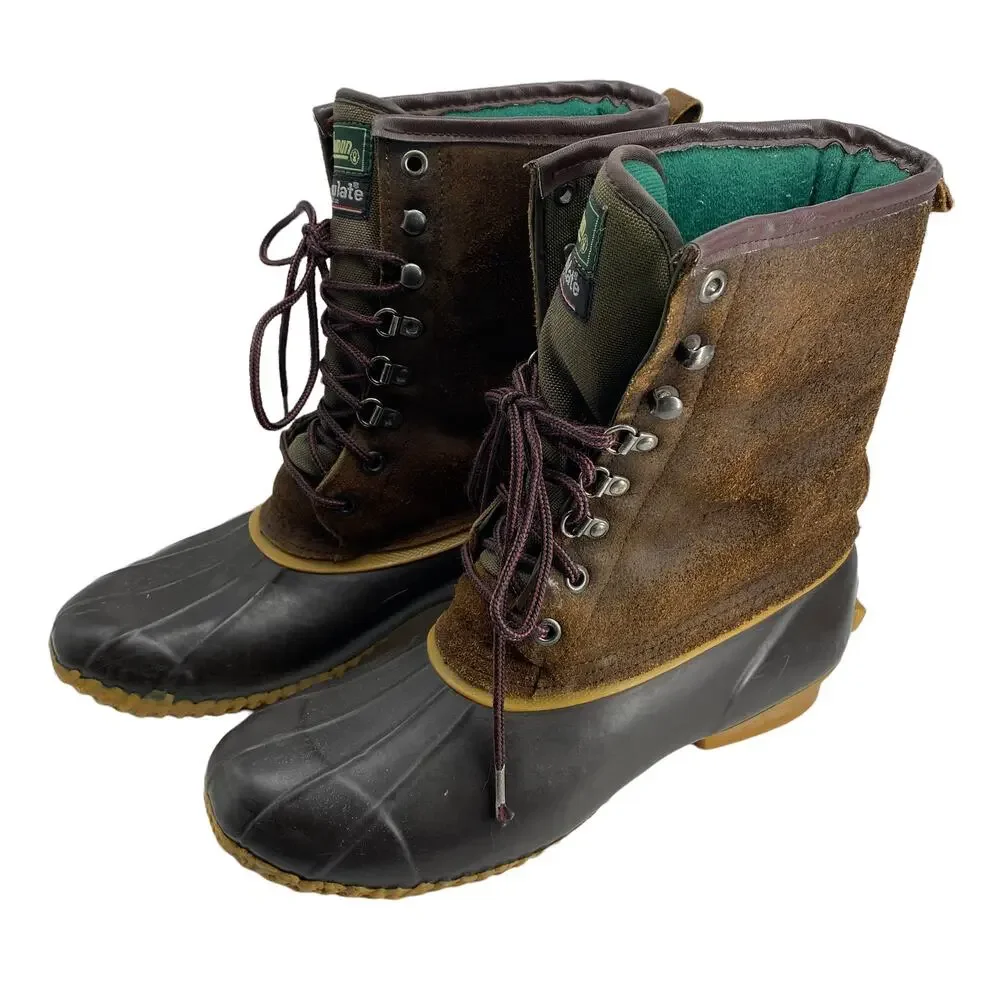 Men's Sz 10 COLEMAN Steel Shank Lace Up Duck Boots Thinsulate K998BR
